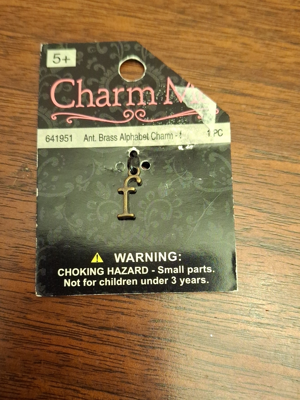 Charm Me Antique Brass Alphabet Charm - Letter f New